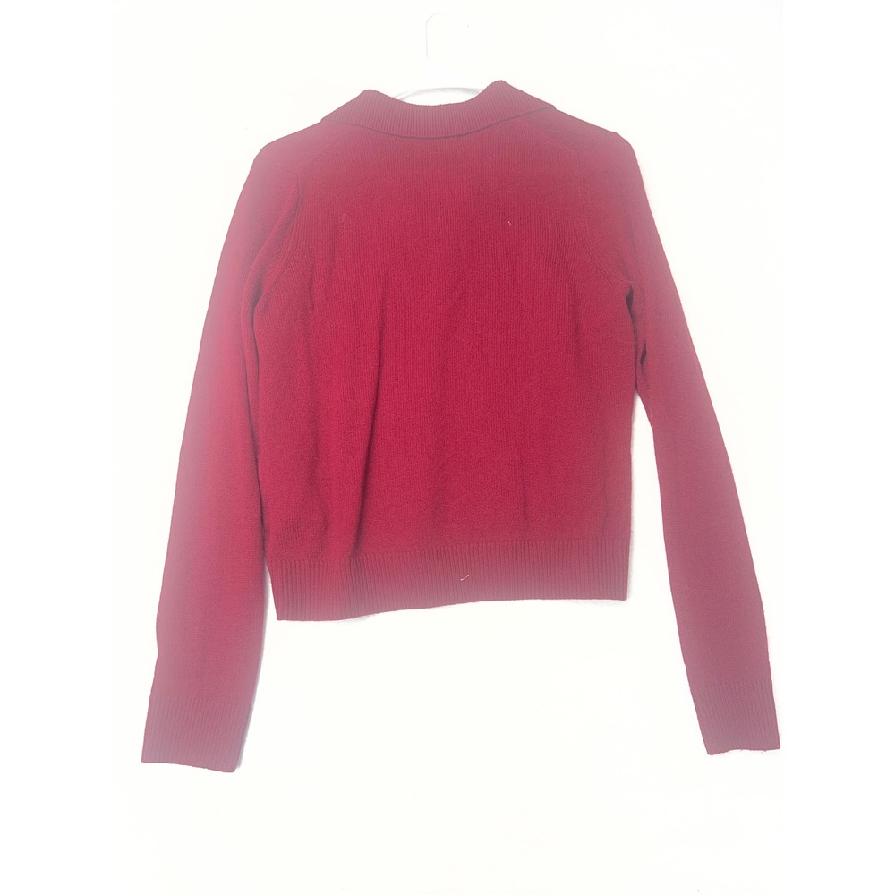 Naadam The Collection Wool Cashmere Polo Sweater Berry Red Womens Large L - Picture 6 of 6